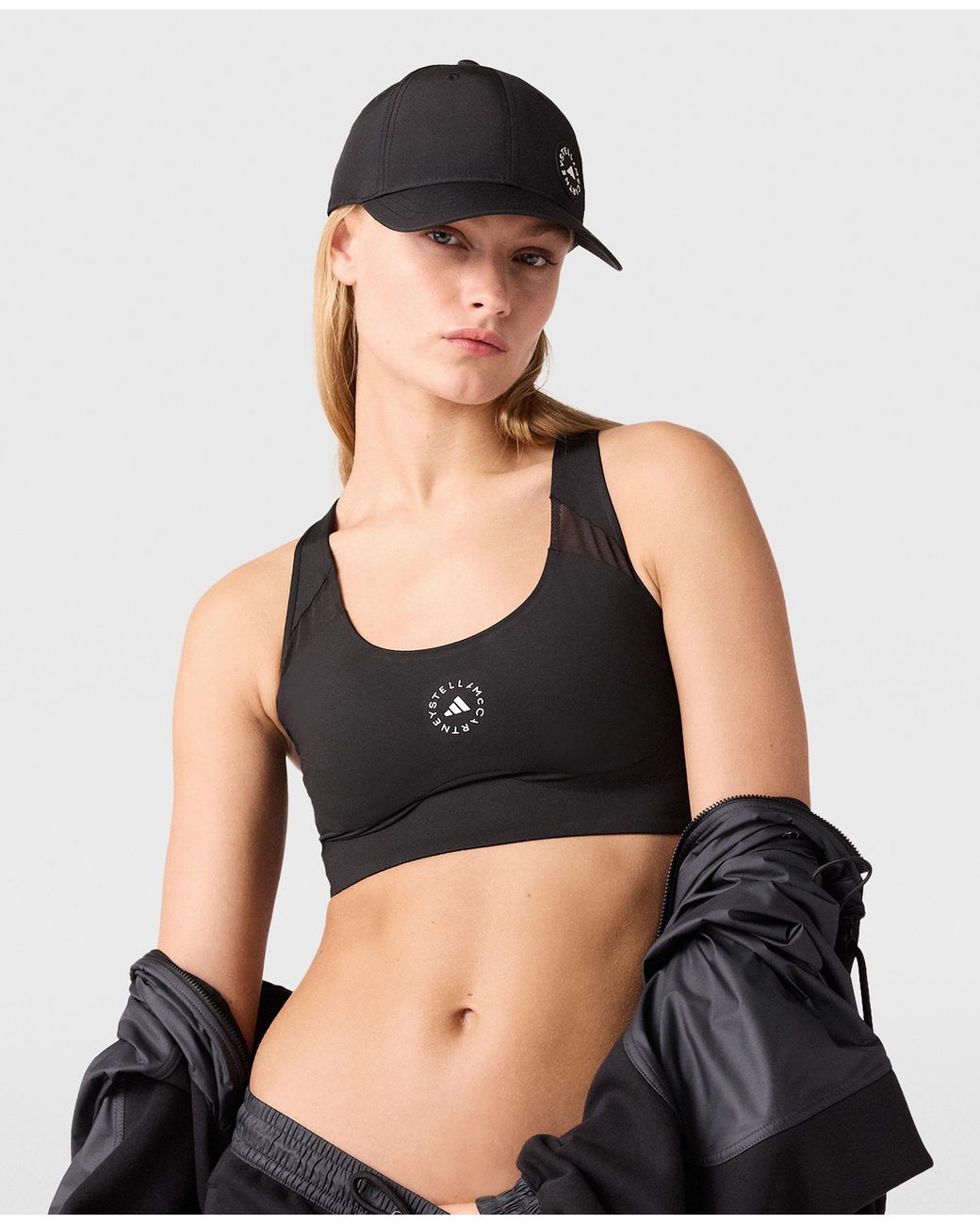Stella McCartney Black Logo Cropped Training Top