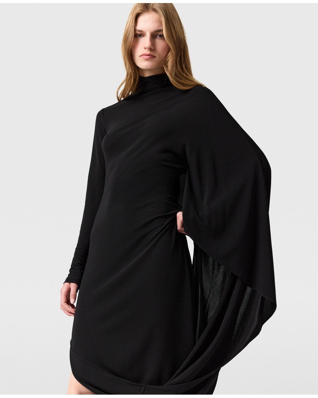 Stella McCartney Black Asymmetric Cape Midi Dress