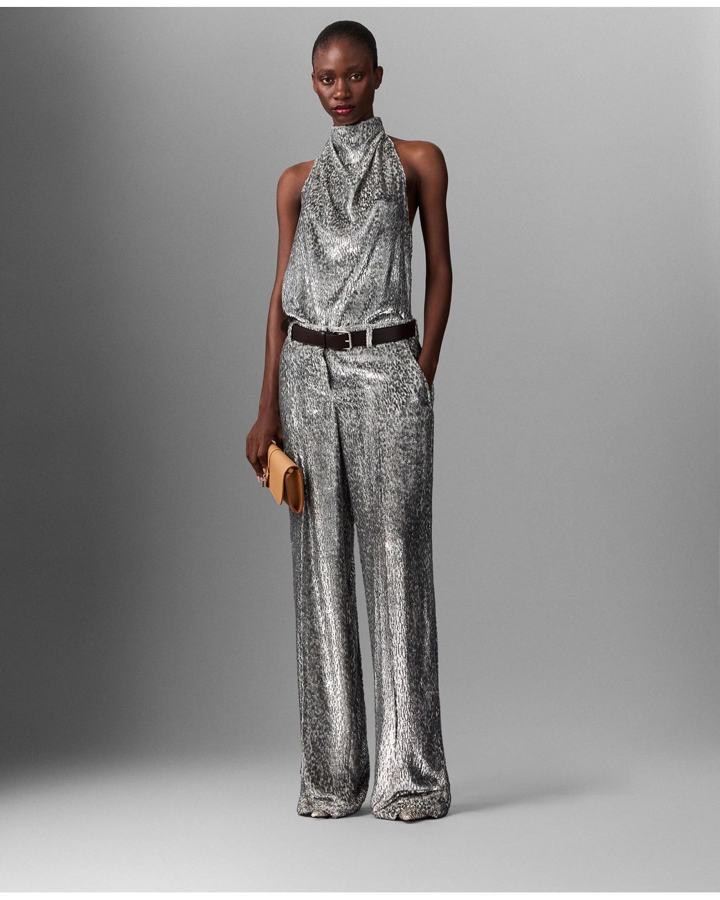 Stella McCartney White Metallic Velvet Halterneck Top