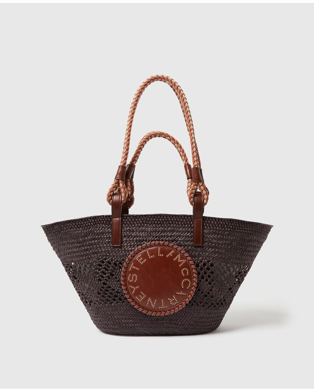 Stella McCartney White Logo Small Rope Basket Bag