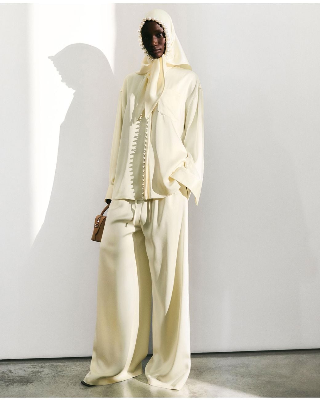 Stella McCartney White Oversized Drawstring Satin Pants