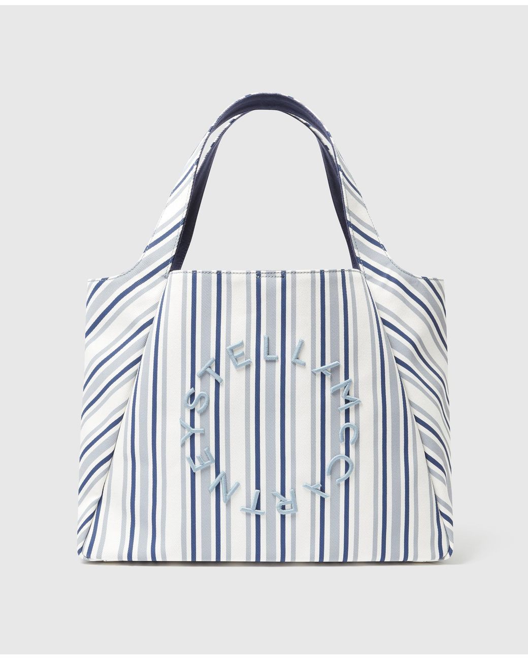 Stella McCartney White Logo Striped Tote Bag