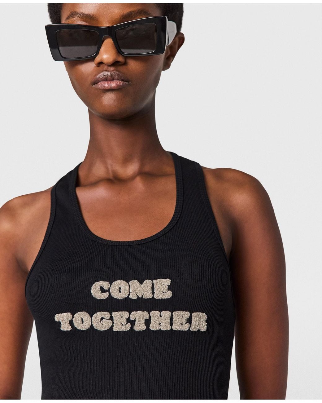 Stella McCartney Black Come Together Slogan Tank Top