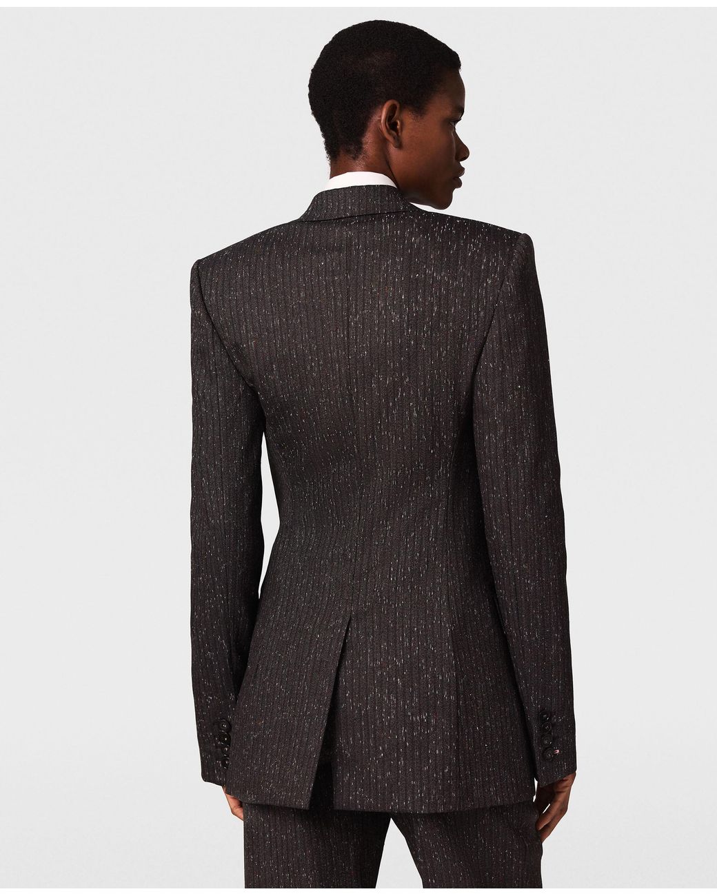 Stella McCartney Black Double-Breasted Speckled Blazer