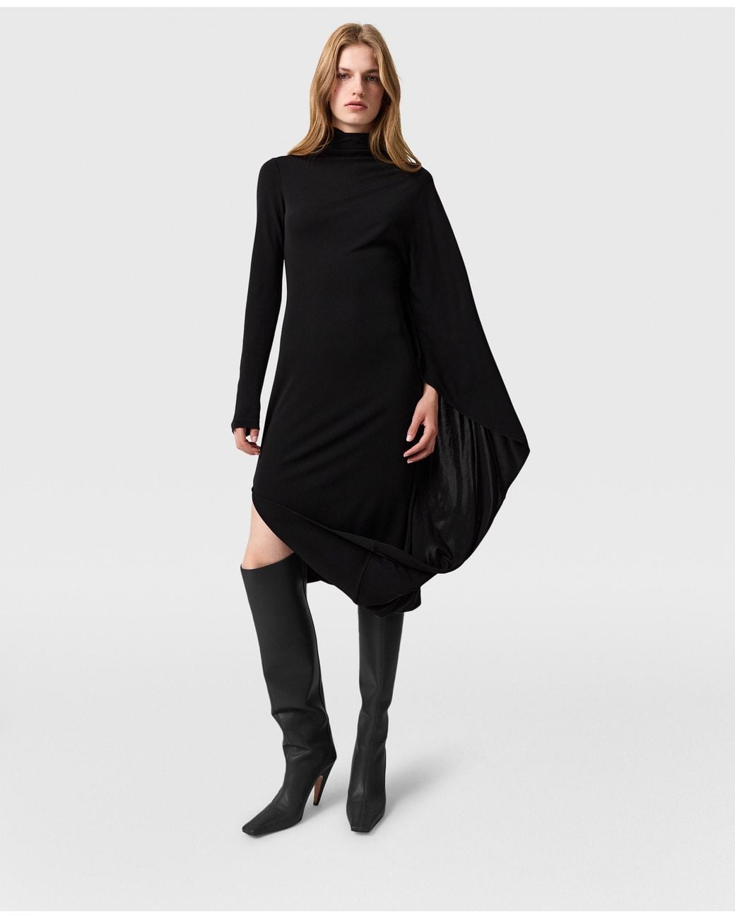 Stella McCartney Black Asymmetric Cape Midi Dress