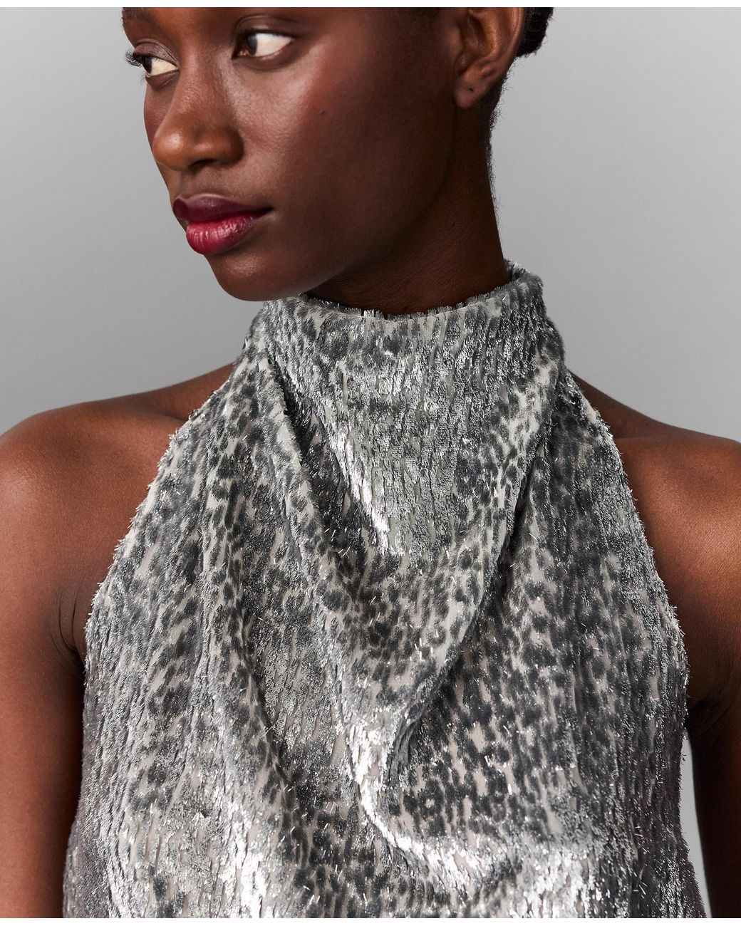 Stella McCartney White Metallic Velvet Halterneck Top