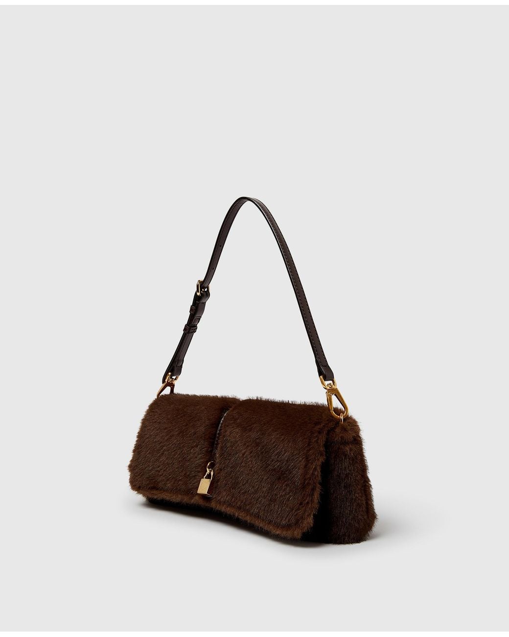 Stella McCartney Brown Ryder Mink Pochette Shoulder Bag