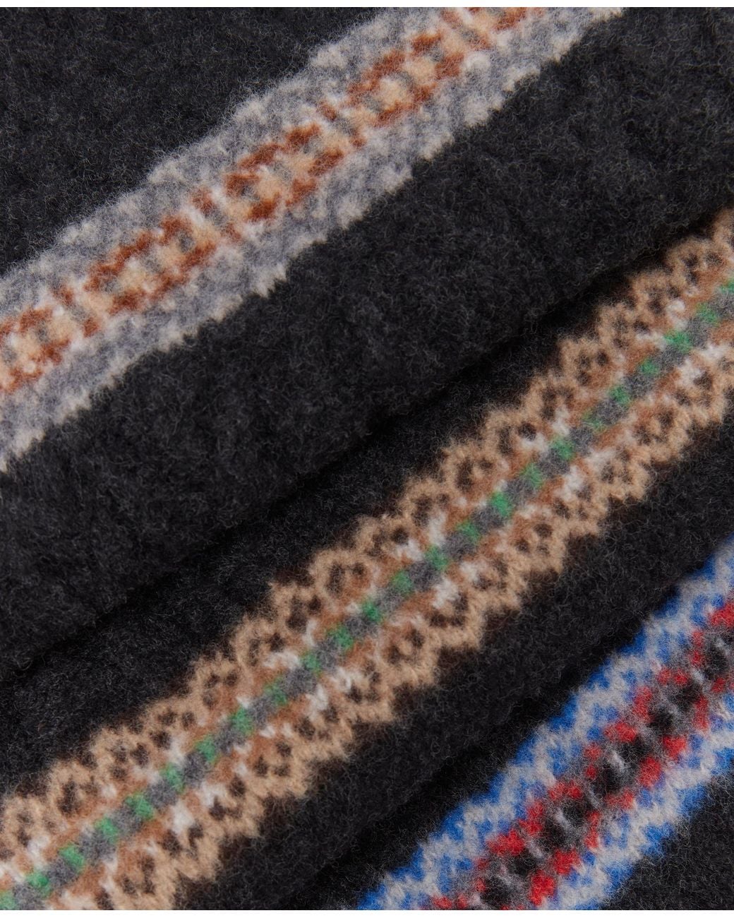 Stella McCartney Black Fair Isle Cable Knit Scarf