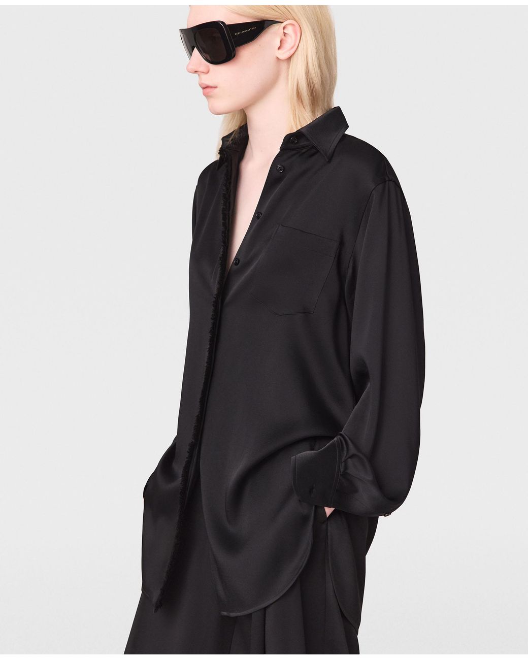 Stella McCartney Black Fringed Satin Shirt