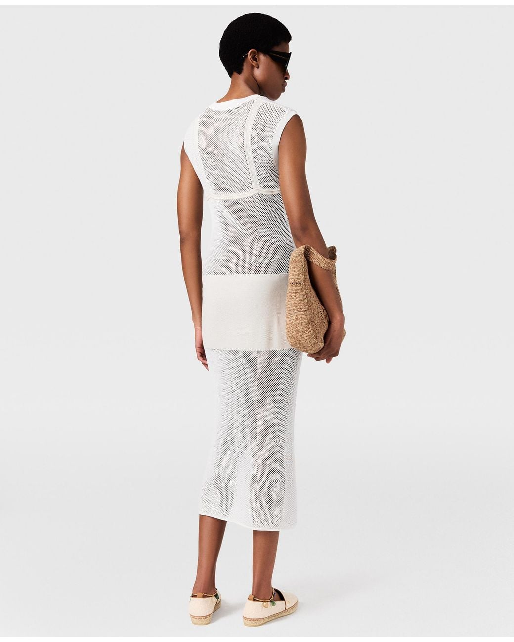 Stella McCartney White Sheer Crochet Midi Dress