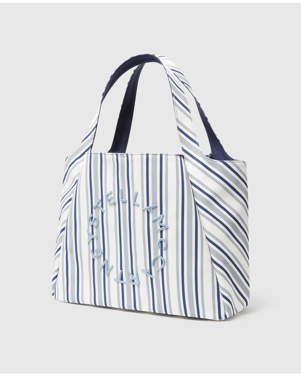 Stella McCartney White Logo Striped Tote Bag