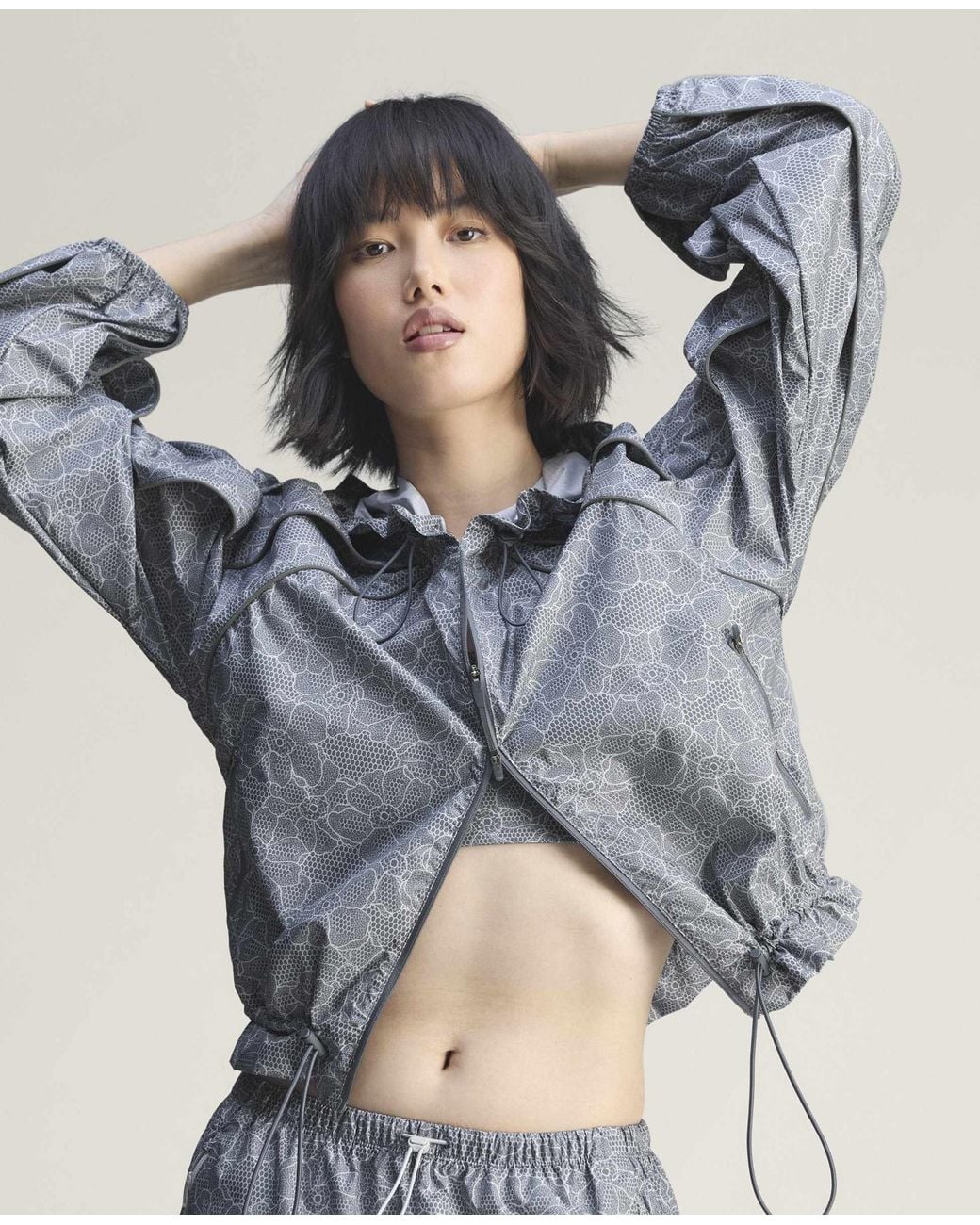 Stella McCartney Blue High-Neck Hooded Jacket