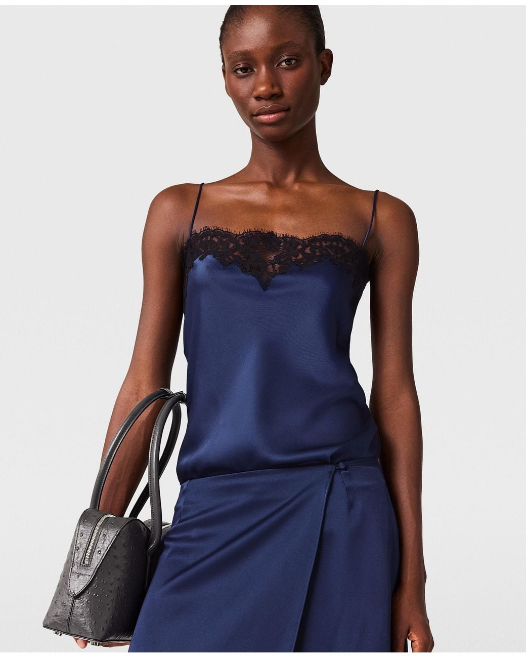 Stella McCartney Blue Lace-Trim Satin Top