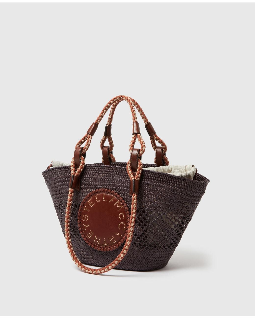 Stella McCartney White Logo Small Rope Basket Bag