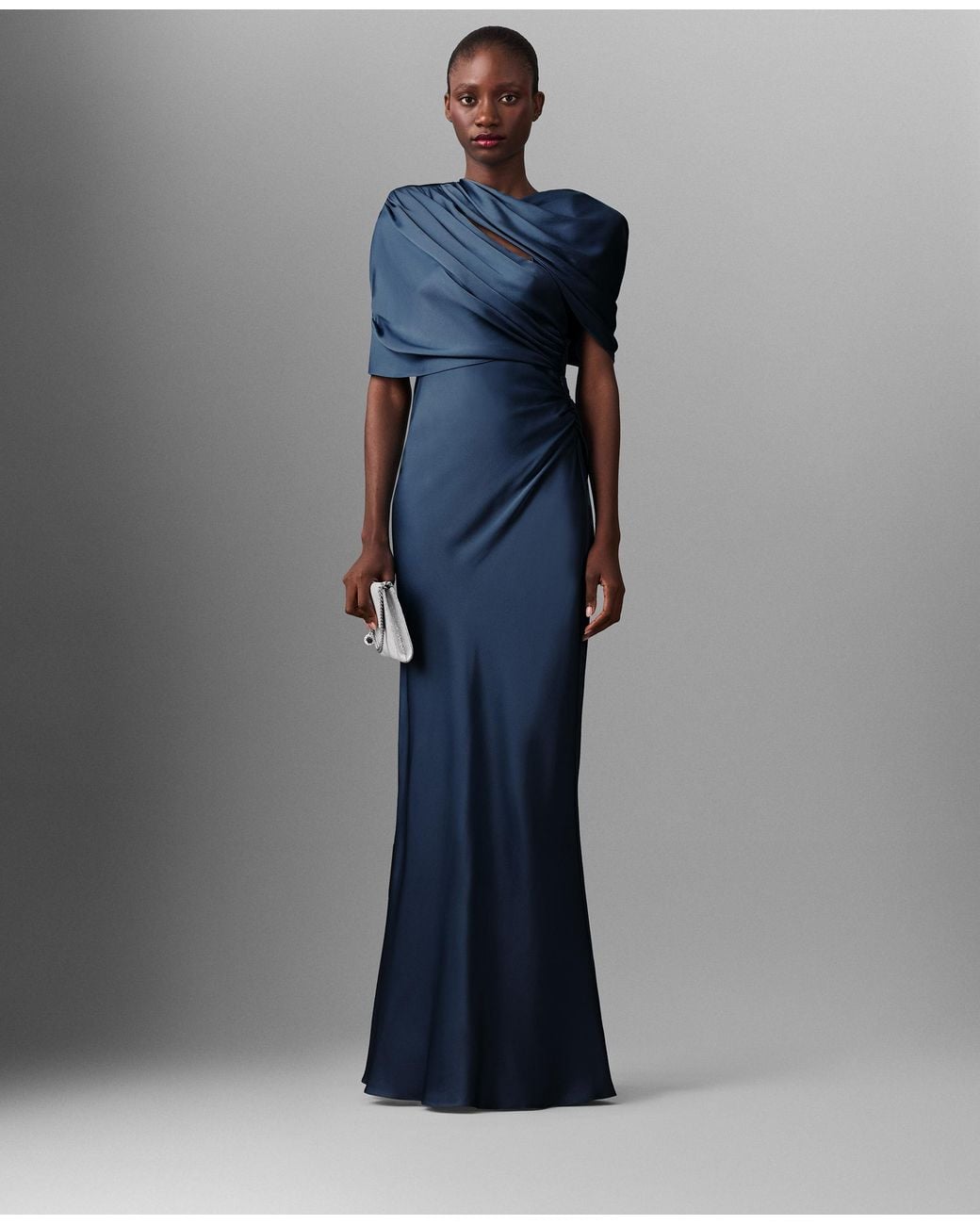 Stella McCartney Blue Satin Wrapped Short-Sleeve Maxi Dress
