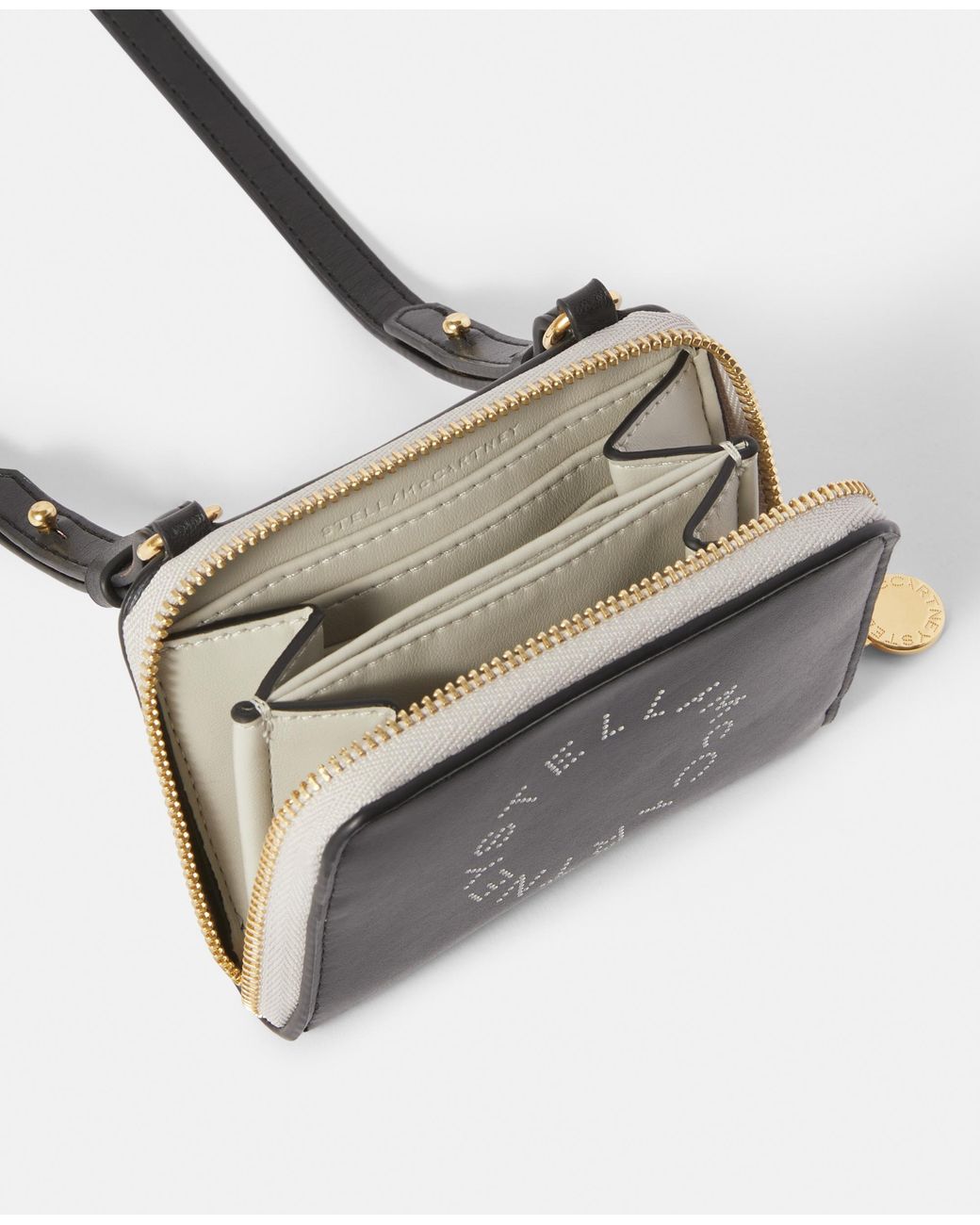 Stella McCartney White Logo Zip Strap Cardholder, One Size