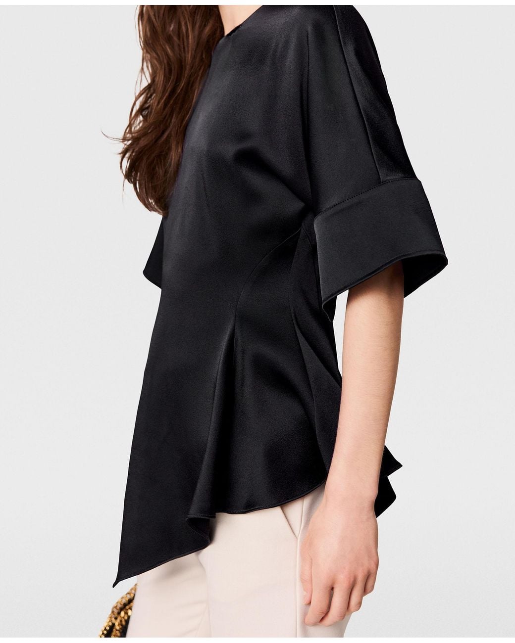 Stella McCartney Black Handkerchief Sleeve Satin Top