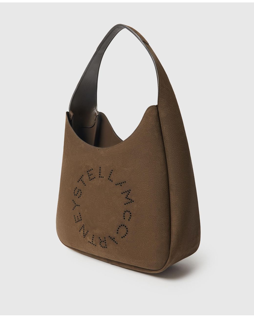 Stella McCartney Brown Logo Suede Large Hobo Bag