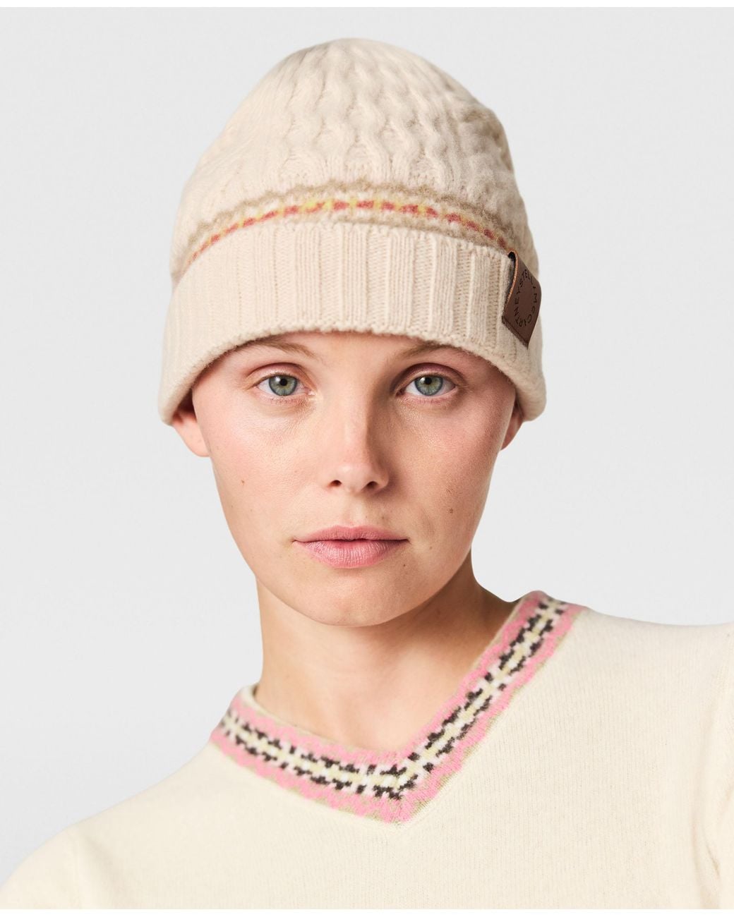 Stella McCartney Natural Fair Isle Knitted Beanie