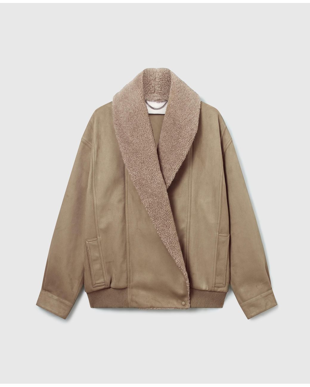 Stella McCartney Natural Vegan Suede Plush-trimmed Jacket