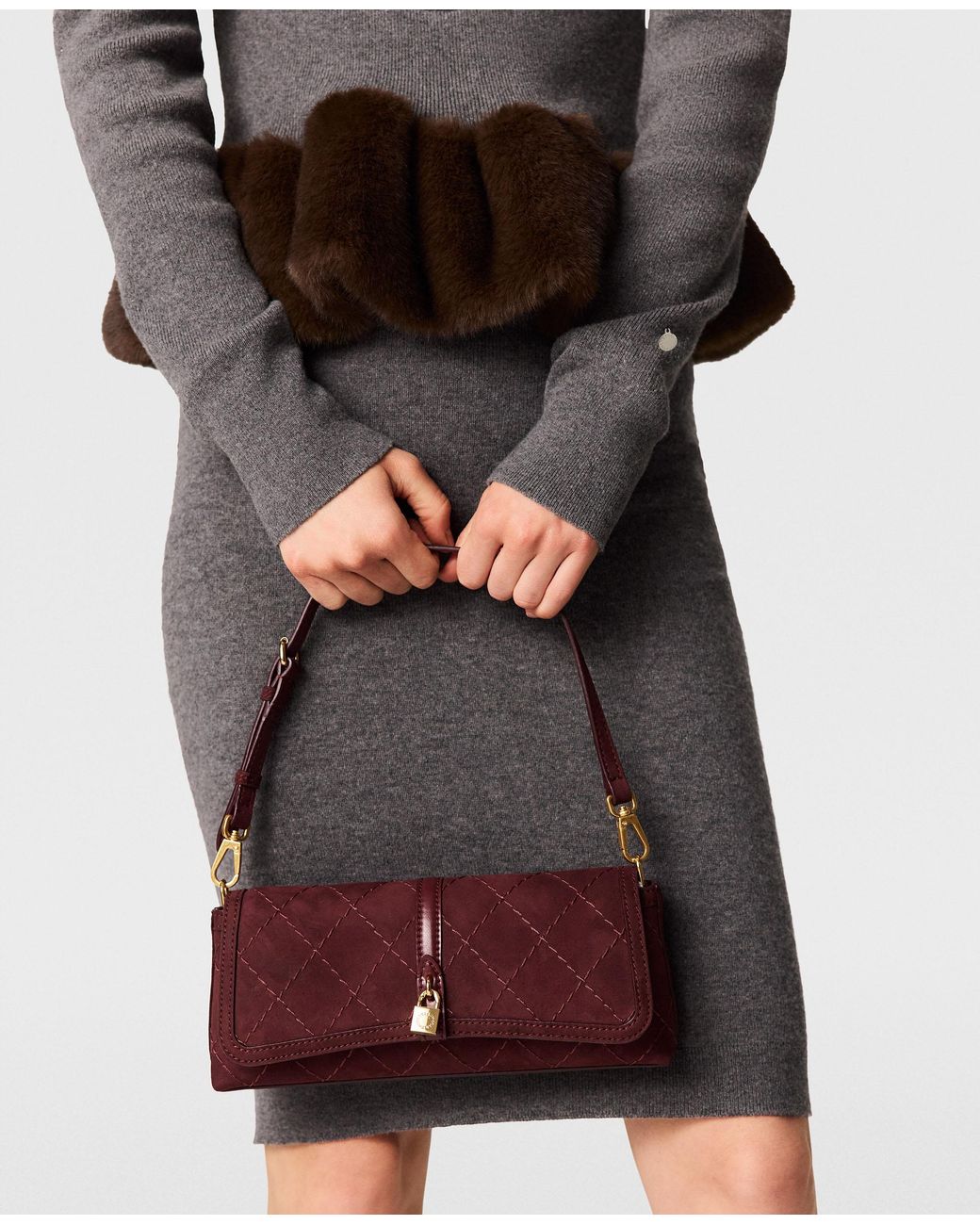 Stella McCartney Gray Mink Trim Crewneck Sweater