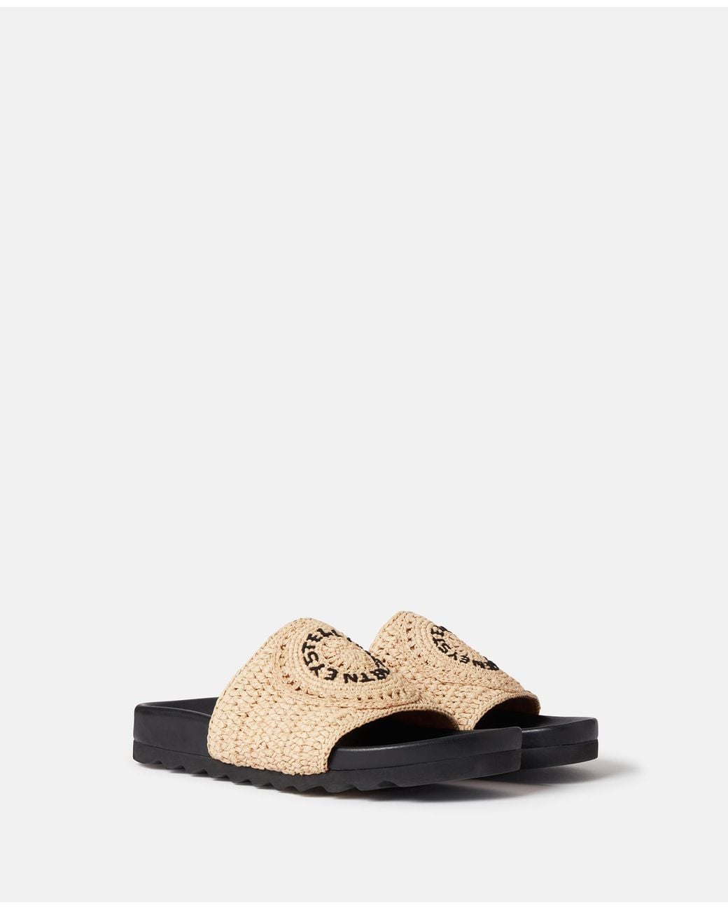 Stella McCartney White Elyse Raffia Logo Sandals