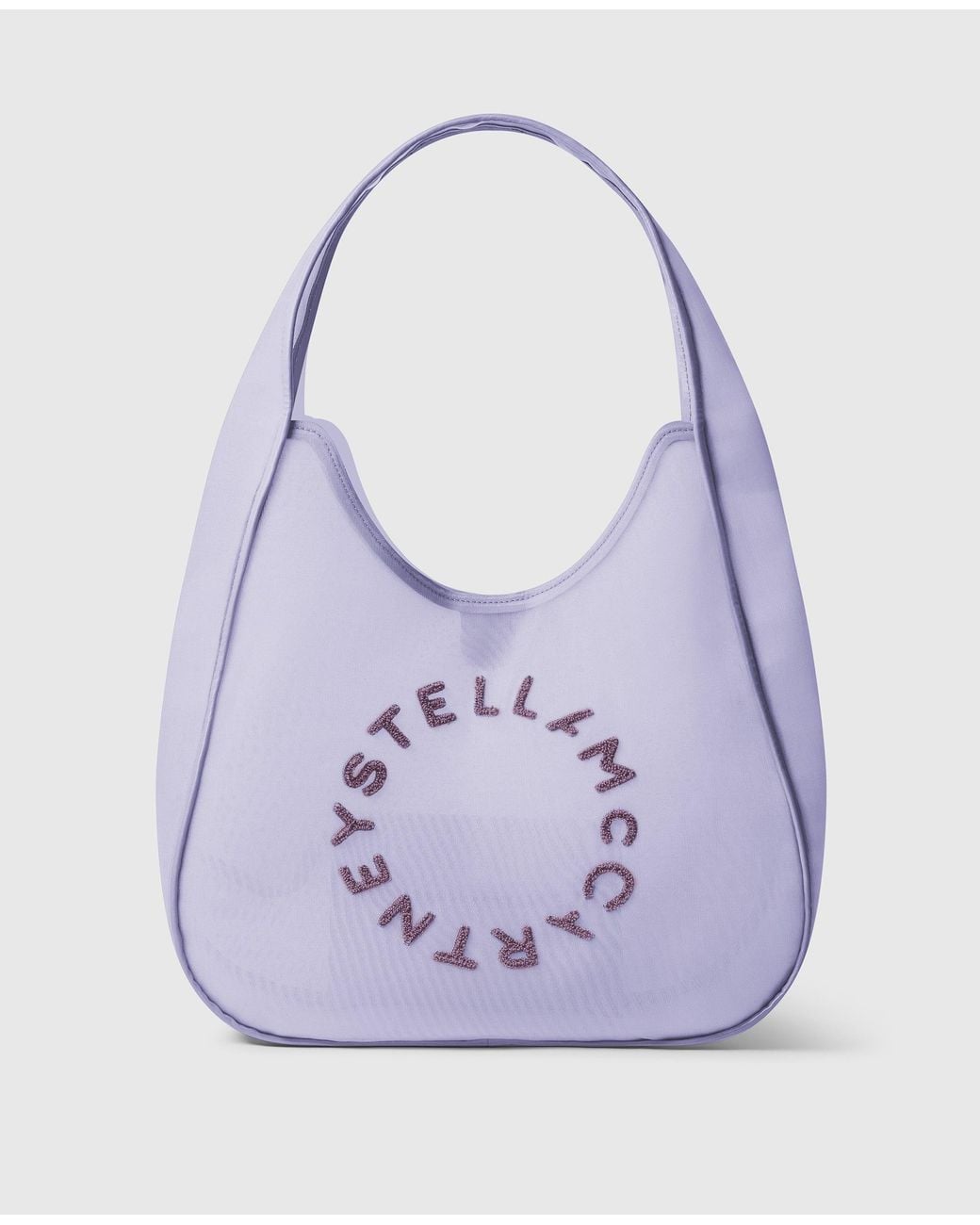 Stella McCartney Purple Logo Mesh Large Hobo Bag
