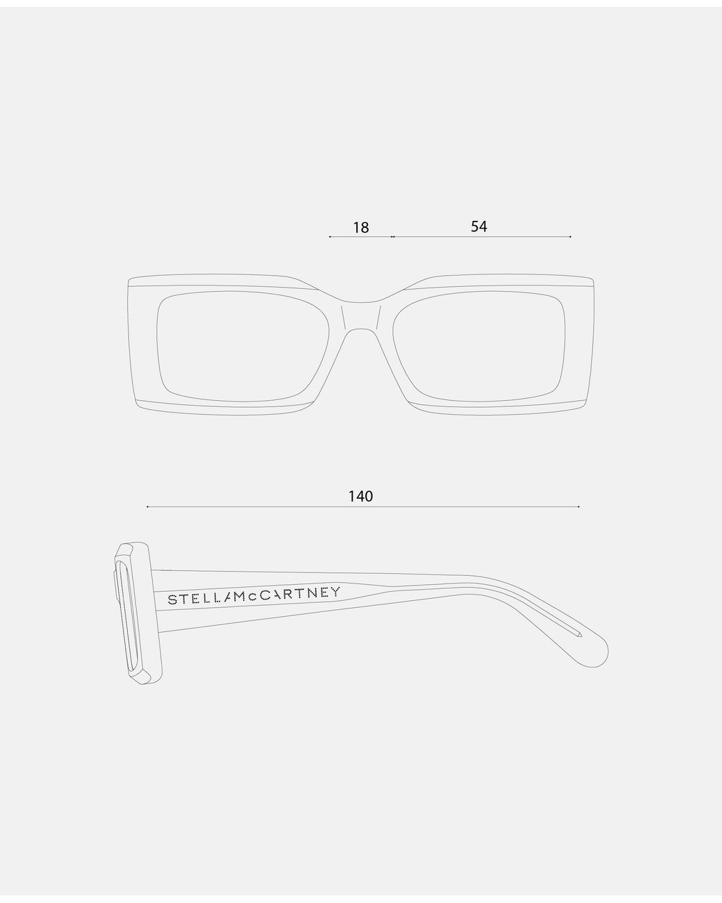 Stella McCartney Natural Logo-Engraved Rectangular Sunglasses, One Size
