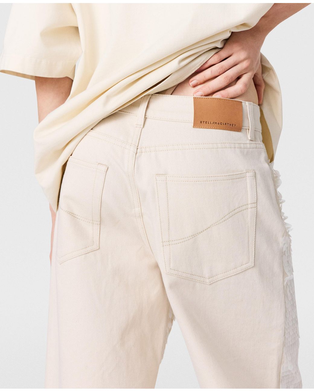 Stella McCartney White Opalescent Sequin Wide-Leg Jeans