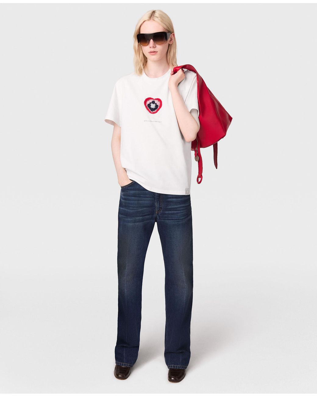 Stella McCartney White Crochet Heart T-shirt