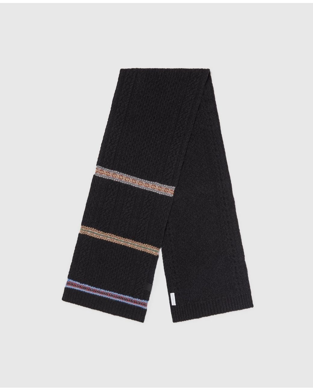 Stella McCartney Black Fair Isle Cable Knit Scarf
