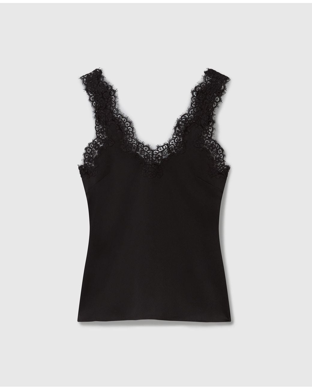 Stella McCartney Black Lace-trimmed Satin Top