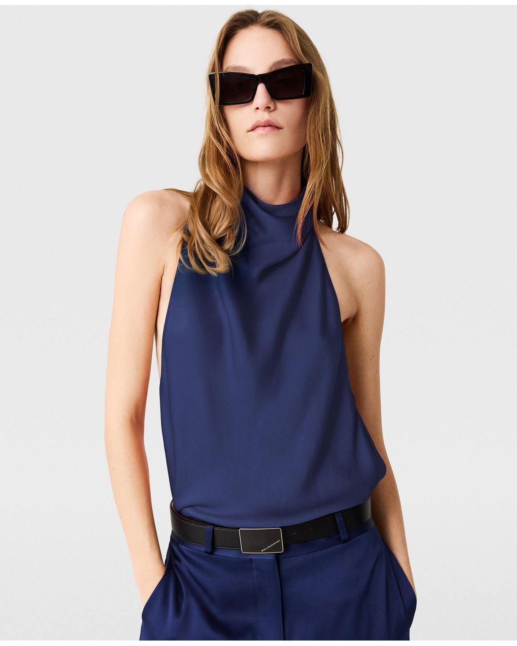 Stella McCartney Blue Satin Halterneck Top