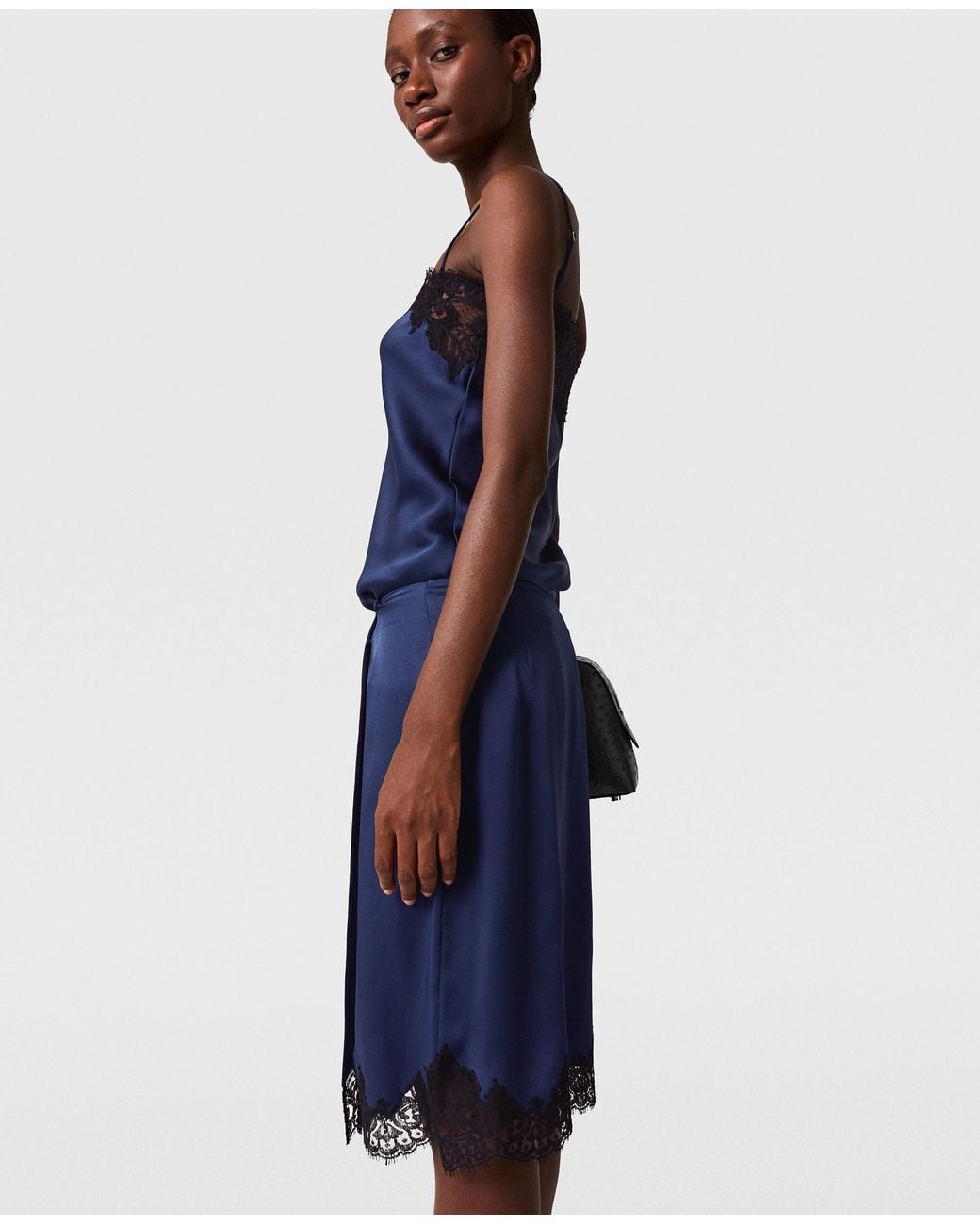Stella McCartney Blue Lace-Trim Satin Top