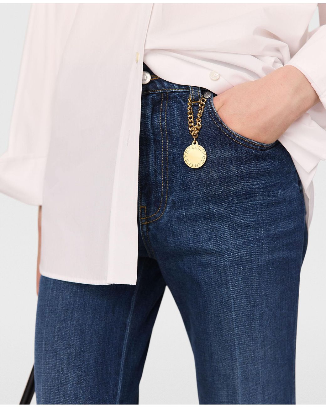 Stella McCartney Blue Cropped Kick Jeans