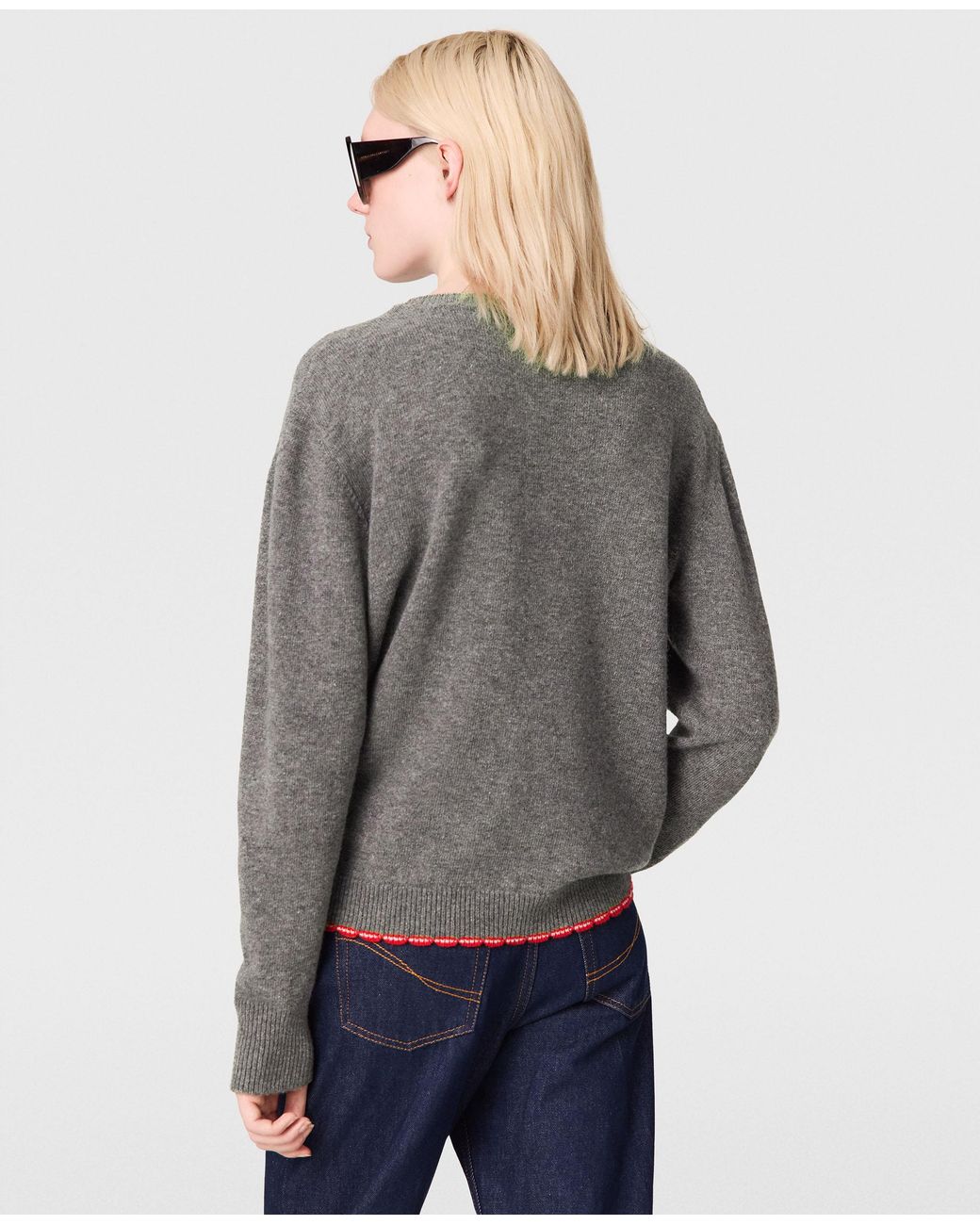 Stella McCartney Gray Crochet Heart Wool Sweater
