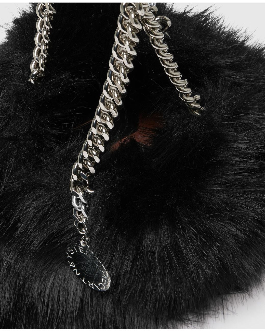 Stella McCartney Black Falabella Plush Mini Drawstring Bag