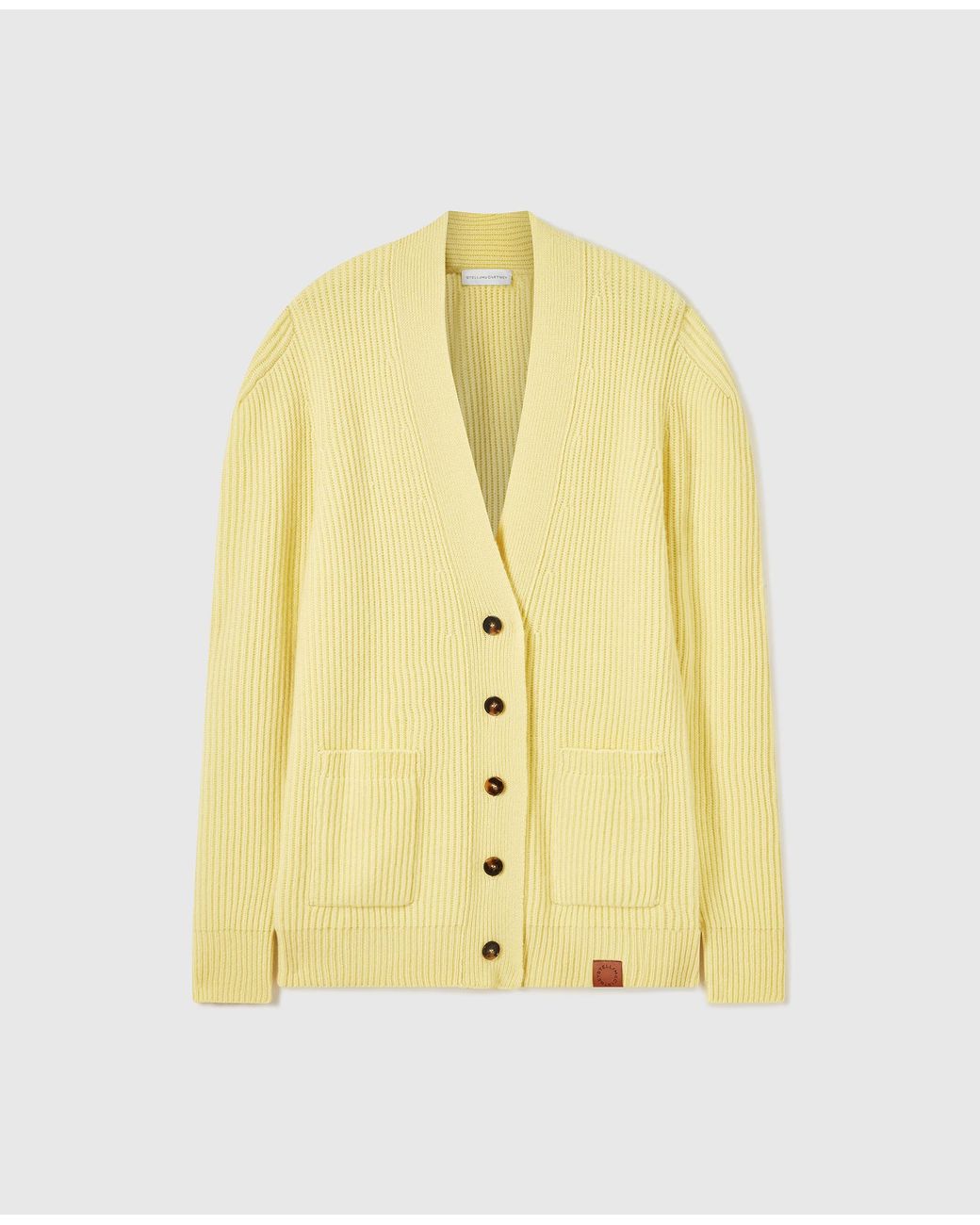 Stella McCartney Yellow Chunky Knit V-Neck Cardigan