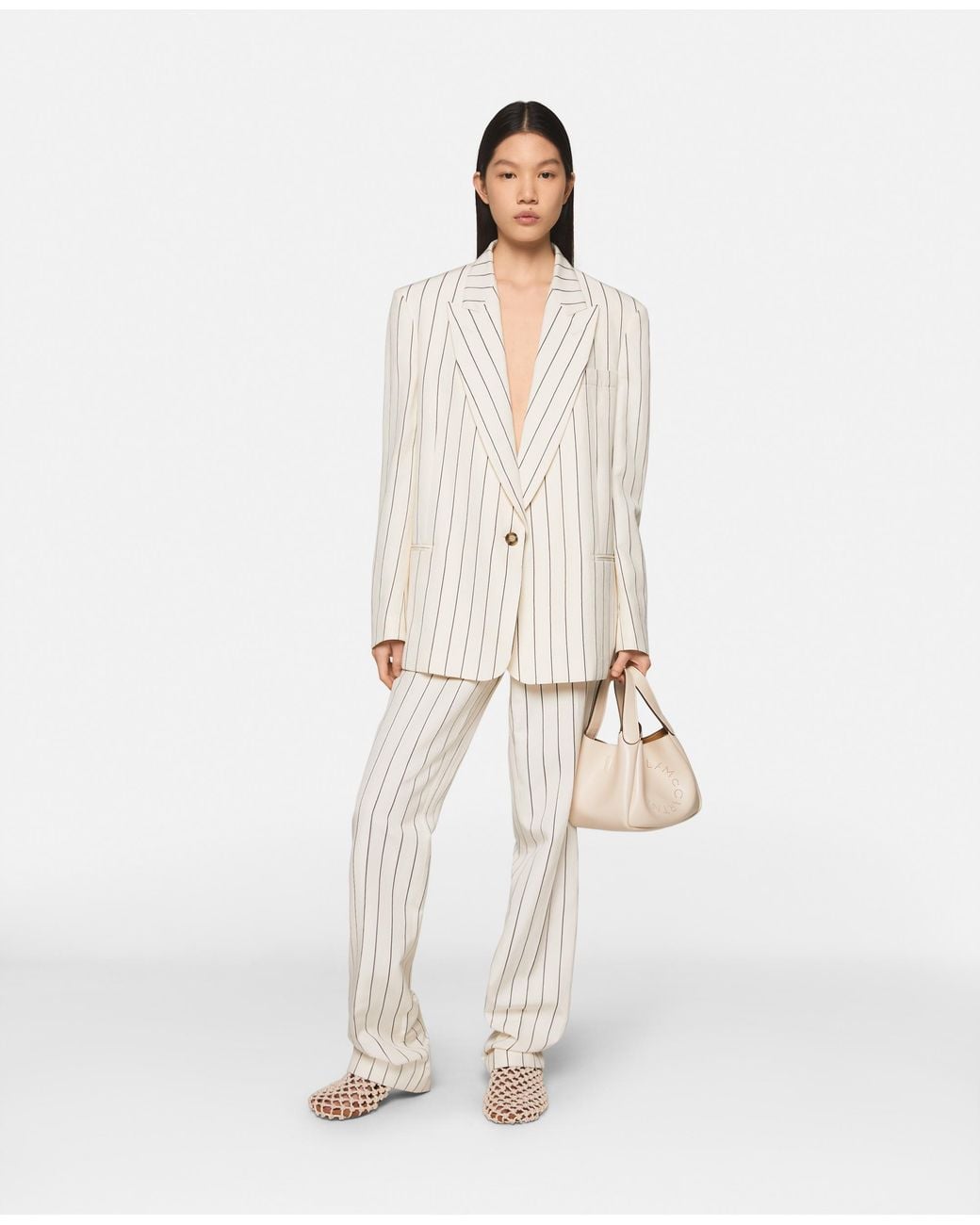 Stella McCartney White Striped Single-breasted Blazer