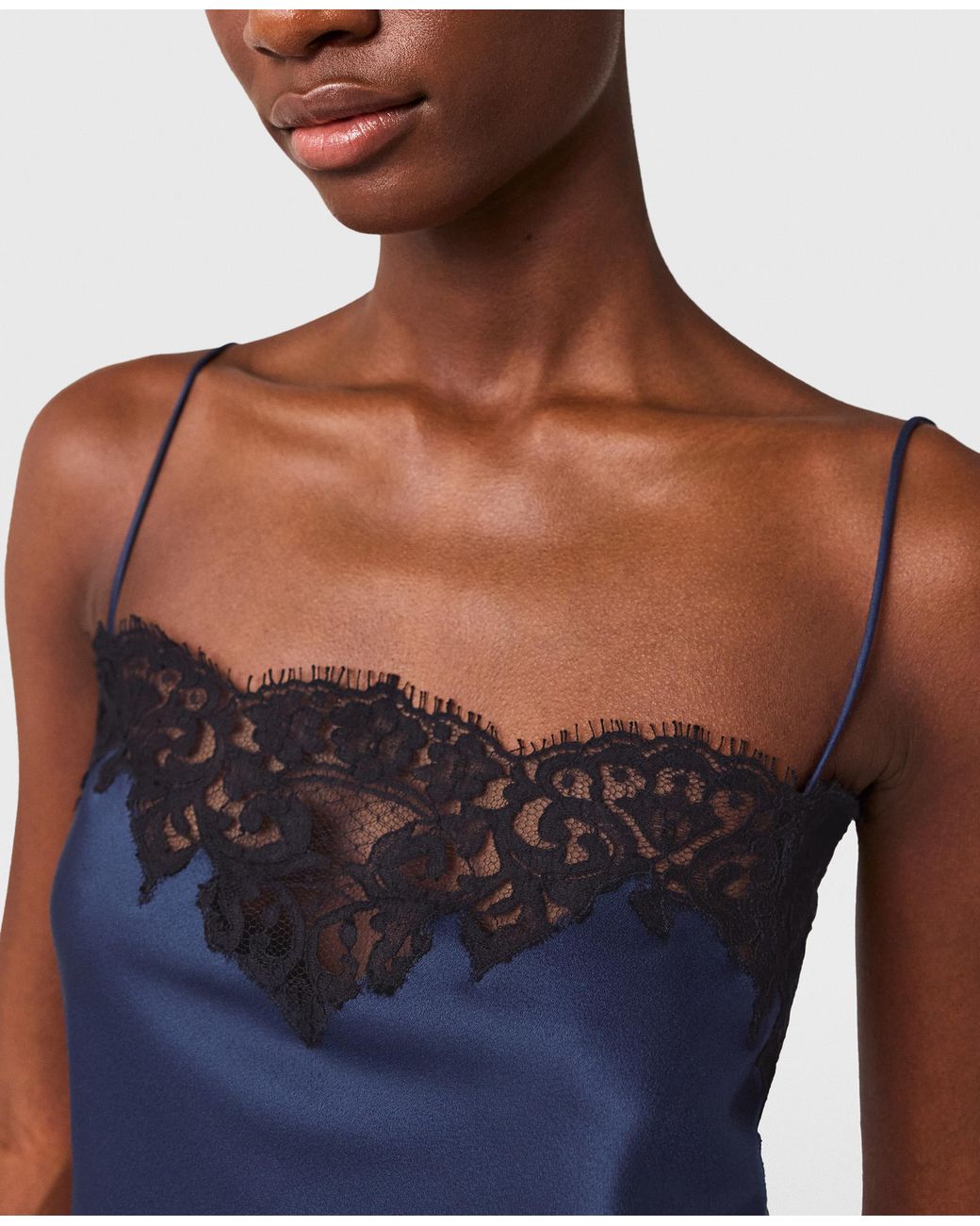 Stella McCartney Blue Lace-Trim Satin Top