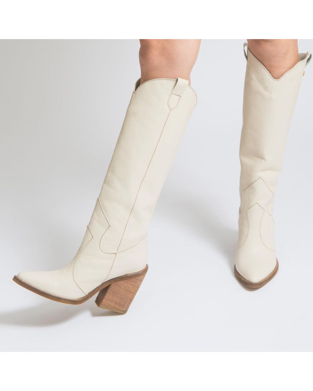 Stivali New York Macao Western Inspired Cowboy Boots In Leather in White |  Lyst