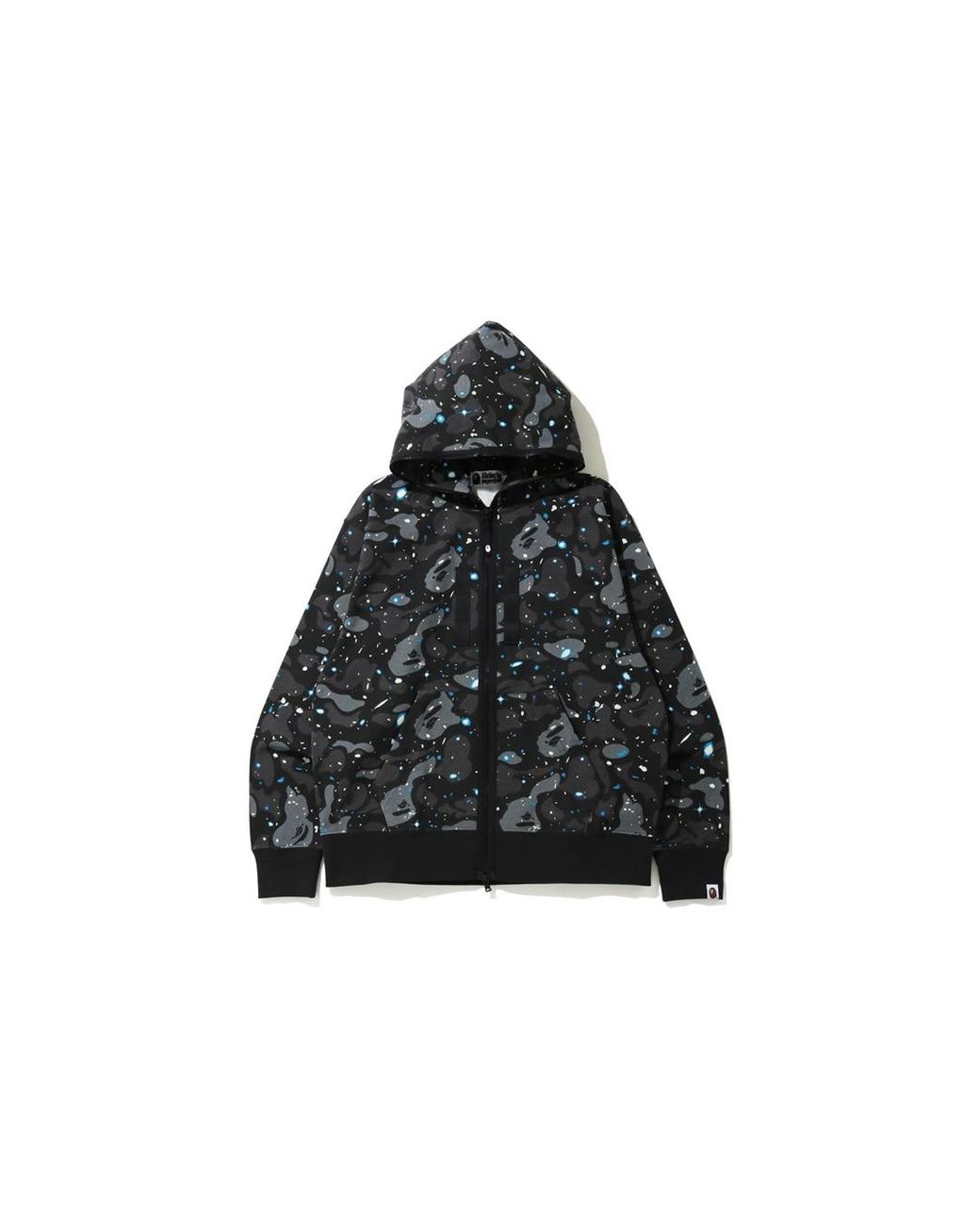 bape relaxed space camo full zip hoodie black