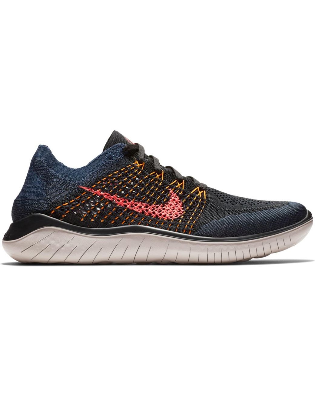 nike free rn flyknit 2018 black flash crimson orange peel