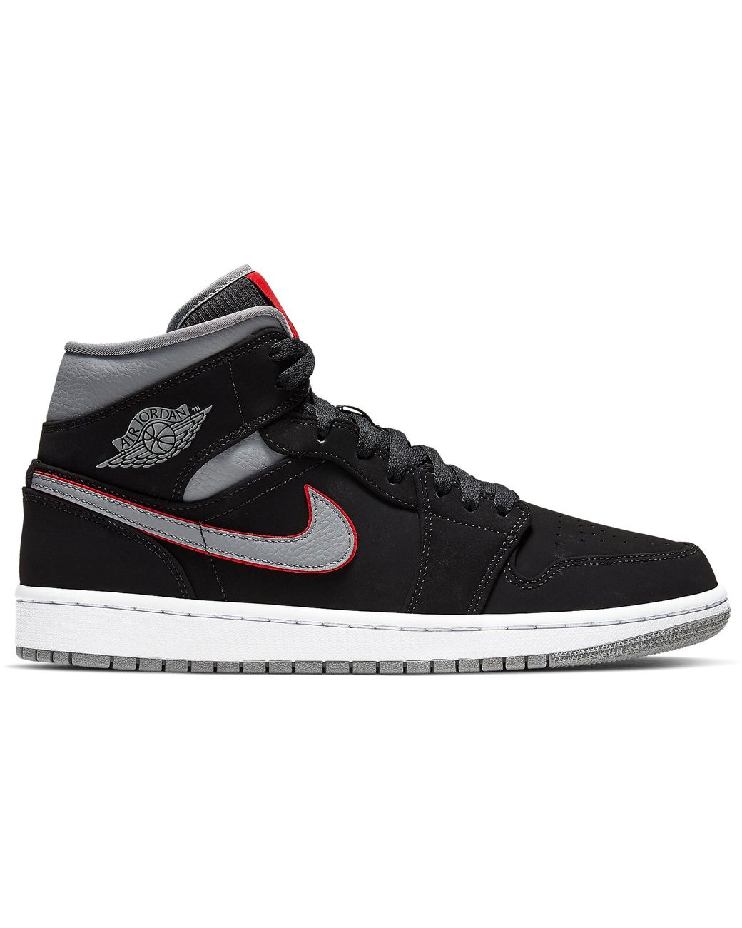 air jordan 1 mid black particle grey gym red
