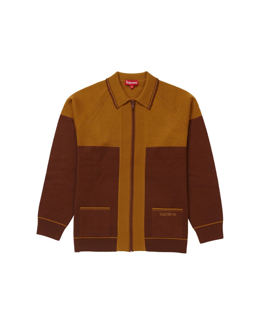 brown zip up sweater