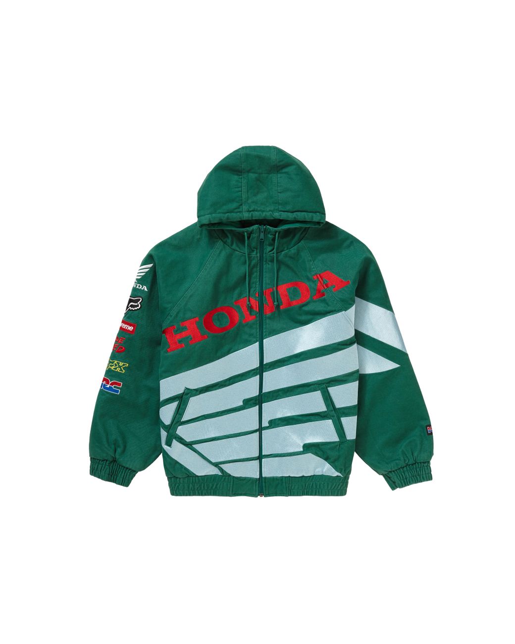 supreme honda fox racing puffy zip up jacket black