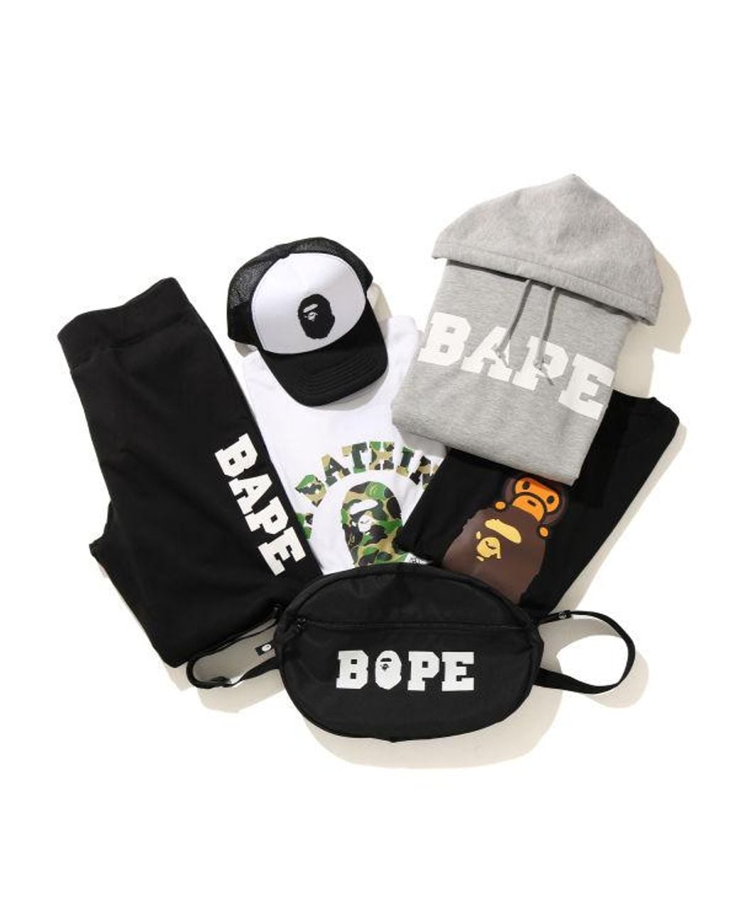 bape family bag apehead hat black