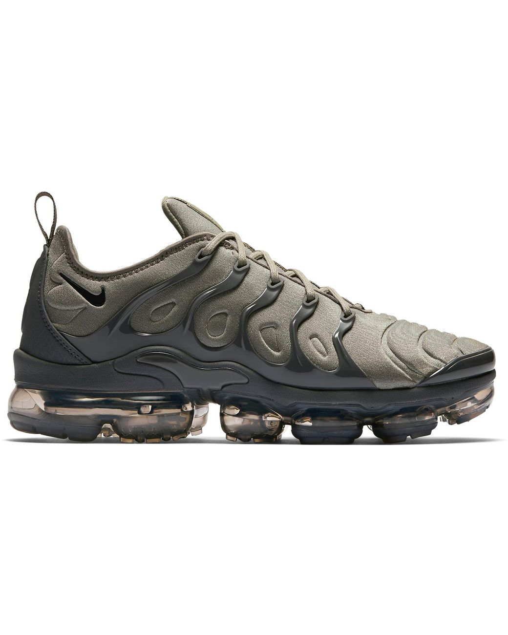 Men's Gray Air Vapormax Plus Dark Stucco NIKE Men's Air Max Plus Dark StuccoTotal OrangeSequoia Synthetic Running Shoes 8.5 D(M) US