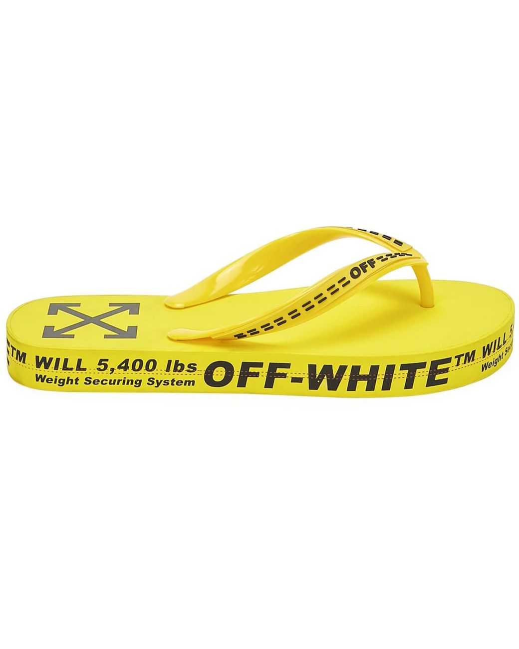 off white flip flops yellow