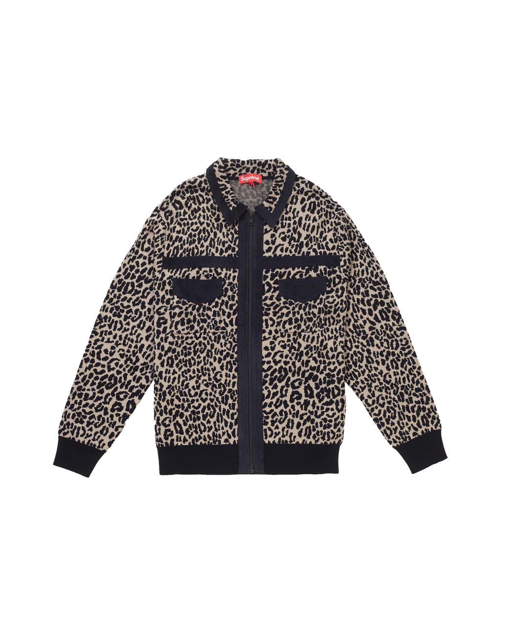 corduroy detailed zip sweater